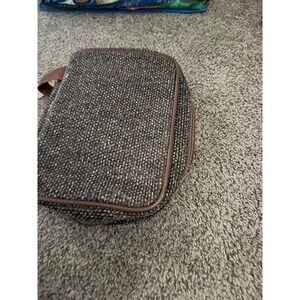 Jaguar J.C. Penney Brown Tweed Toiletry Bag Travel Dopp Kit Organizer RN 93677